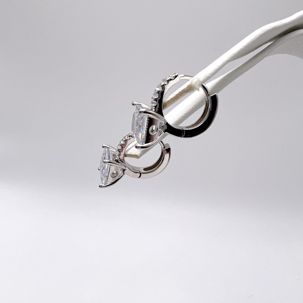 Sterling Silver Cz Huggie Earrings - Picture 4 of 17